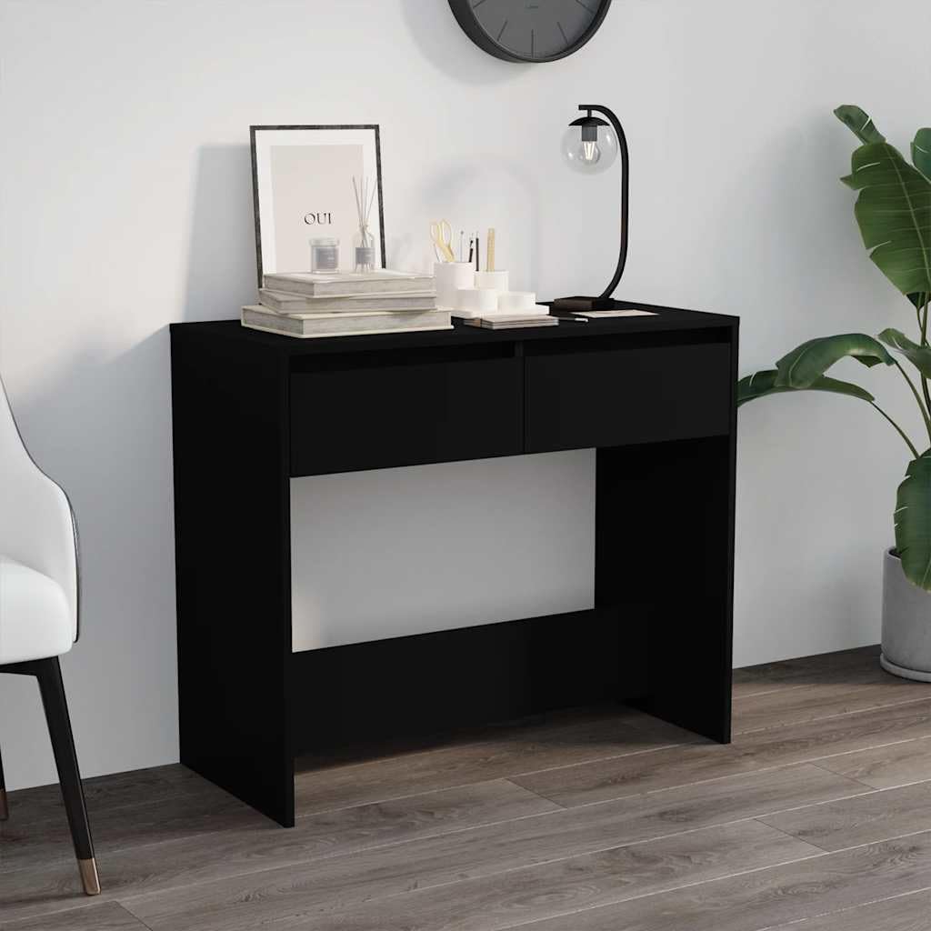 Tavolo consolle nero, tavolo da corridoio con 2 cassetti, 89 x 41 x 76,5 cm | Tavolino versatile per corridoio e camera da letto, robusto scaffale decorativo con cassetti in legno.