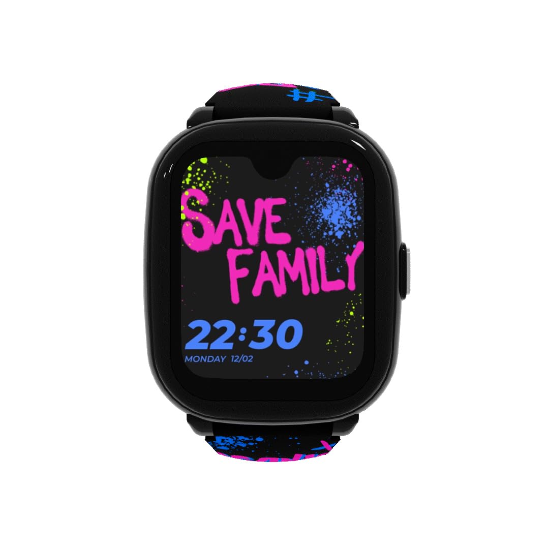 SaveFamily Iconic 2 Plus 4G. Smartwatch voor kinderen. Videogesprek, Video, Beller-ID, Muziek, Bluetooth, App Store, Whatsapp. GPS-kinderhorloge, Camera, SOS, waterdicht (Iconic 2 Plus, Street Style)