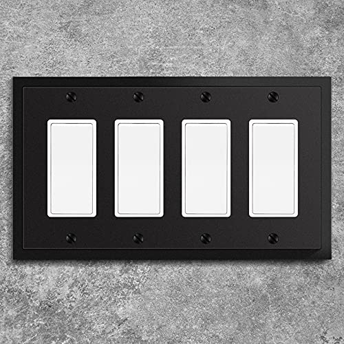 Henne Bery Modern Edge Decorative Wall Plate Switch Plate Outlet Cover, Durable Solid Zinc Alloy (Quad Decorator, Matte Black) by Henne Bery - Image 4