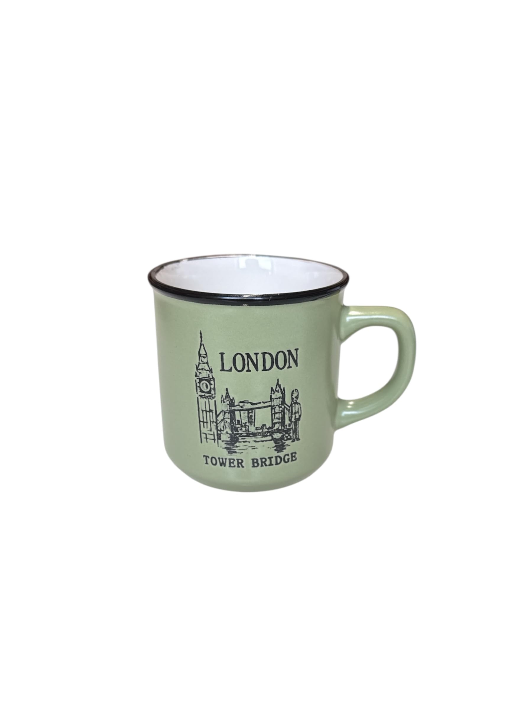 London Souvenir Mug, .Ceramic Mug, Historical London Mug, for Coffe, Tea, London City Iconic Design Home Kitchen Office. Large and Small Sizes (Green S)
