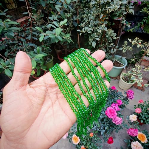 Image of 4mm Rondelle Glass Beads for Jewelry Making, Faceted Briolette Crytal Spacer Beads for Bracelet Necklace Earring, Grass Green 1200pcs