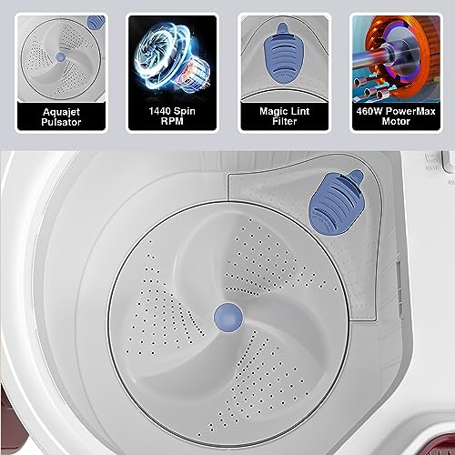 Image of Godrej 9 Kg 5 Star Semi-Automatic Top Load Washing Machine Appliance, More Than 99.99% Disinfection Against Viruses (WSEDGE DIGI 90 5.0 PB2 M WNRD, Wine Red)