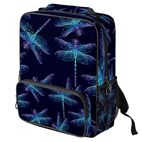 Sac à dos portable tendance bleu marine avec motif insecte et libellule