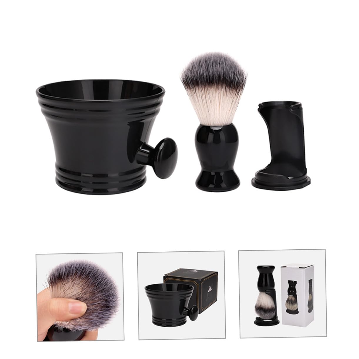 NOLITOY Shaving Kit Beard Brush and Bowl Set Shaving Brush Stand Shave Bowl for Men