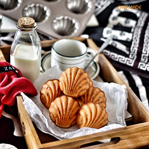 Chefmade Madeleine Mold Cake Pan, 6-Cavity Non-Stick Spherical Shell Madeline Bakeware For Oven Baking (Champagne Gold) #TOP4