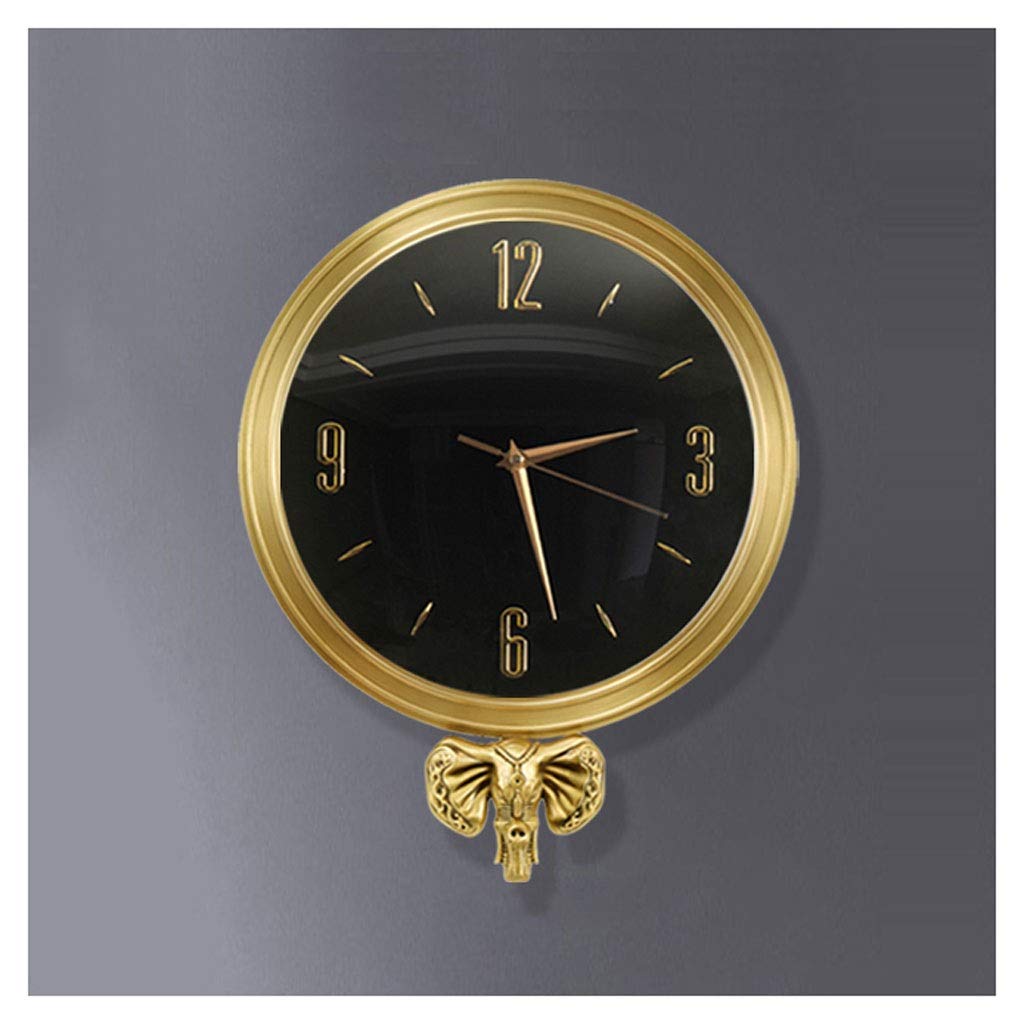 Horloge murale en pur cuivre éléphant dorée pour un salon chic et moderne