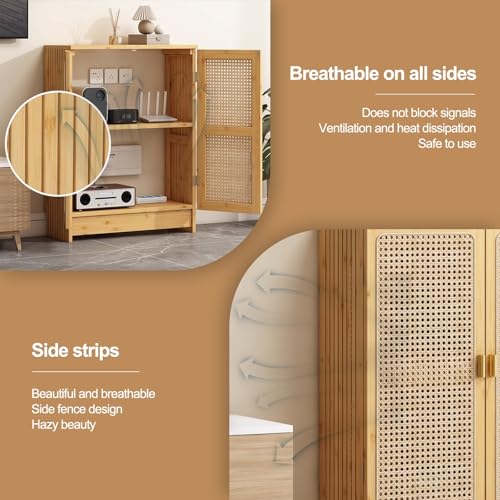 Armadio di archiviazione router WiFi, in rattan, per la gestione di ciabatte e cavi, soluzione indipendente per casa e ufficio