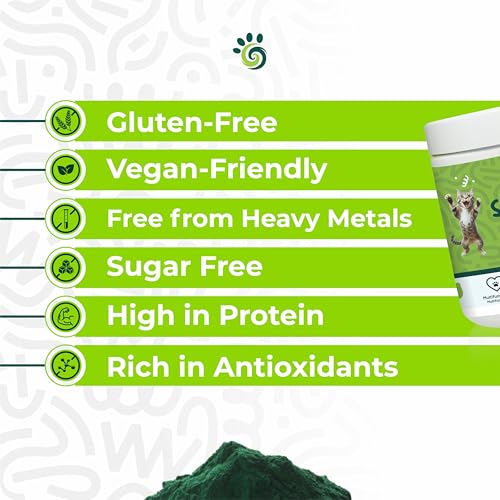 Image of Spirulina Powder for Dogs & Cats, Plant-Based Microalgae Food Topper, Nutrient-Dense Pet Supplement for Daily Wellness + Skin & Coat Support, Easy Mix-in, 8 oz