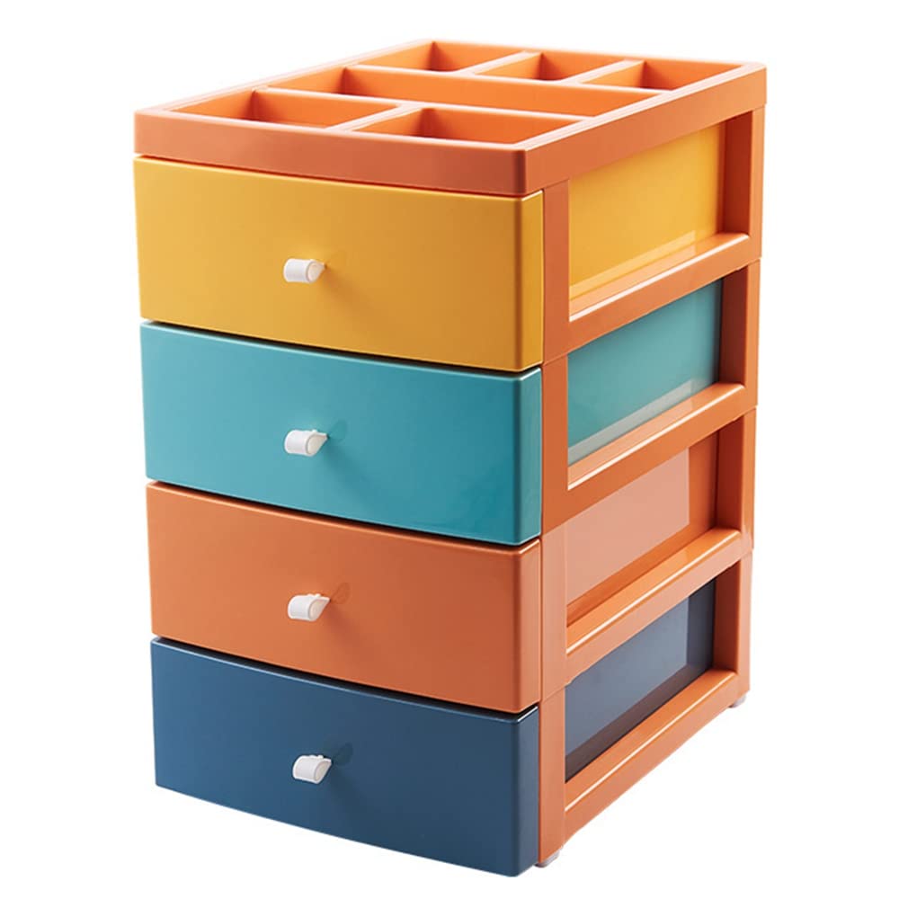 Caja de almacenamiento de escritorio con cajón, estante cosmético, oficina, estudiante, escritorio, organizar, almacenamiento pequeño, cuatro pisos