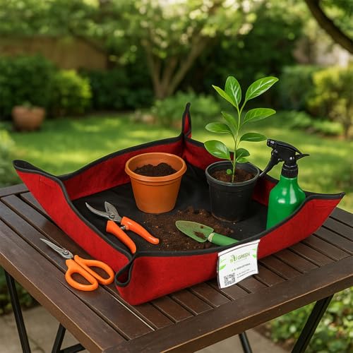 Image of Geo Fabric Gardening Mat Grow Bags 25x25 Inch (Pack of 1) | 400 GSM Heavy Duty UV-Protected Round Maroon Colour Plant Bags for Terrace and Vegetable Gardening | Strong & Reusable|