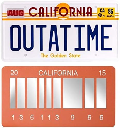 ASVP ShopDelorean Outatime Plate + 2015 Future Memorabilia Mechanise Plate Metal Vanity Prop License Plate Combo