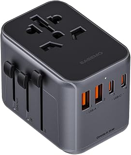 EASEMO Universal Travel Adapter, PD 35W International Wall Charger with 3 USB-C and 2 USB-A Ports, All-in-One Worldwide Power Plug Adapter for Laptop/Tablet/Phone, USA/EU/UK/AU