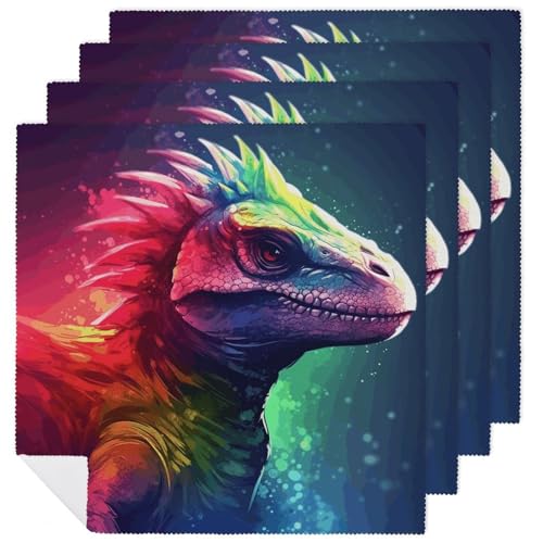 Servilletas de tela cuadradas con dinosaurios, paquete x4 miniatura 1
