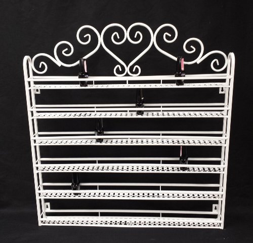 New PANA Nail Polish Wall Rack (Fit Up To 108 Bottles of Nail Polish) (Metal Frame with Heart Design Sign on Top, Unbreakable)WHITE Color