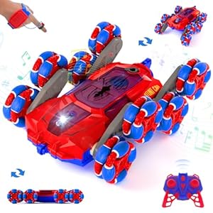 8WD Gesture Sensing RC Stunt Car, 2.4Ghz Hand Remote Control Car Toys for Boys Age 8-13 13+ Year Old with Spray & Light & Sound, Rotation Remote Control Car for Christmas Birthday Gifts, Spider
