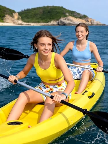 Image of Girls Swimsuit 3 Piece High Waist Sport Bathing Suit Quick Dry Bikini Tankini Sets with Shorts for 7-16
