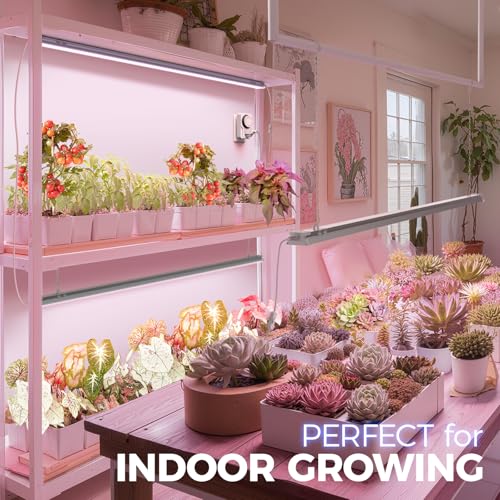 Image of Barrina TX-S60 Grow Lights for Seed Starting, 240W(4 x 60W, 1680W Equivalent), High PPFD, Full Spectrum, Mechanical Timer, Linkable, Hanging Light, Grow Light for Indoor Plants, Vegetables, 4 Packs