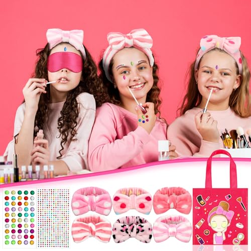 Newcotte 72 Pcs Kids Spa Party Supplies for Girls - Robes, Headbands, Slippers & Accessories for Birthday Party, 6 Sets2