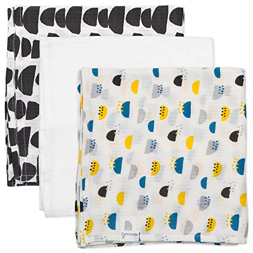 Image of Mac & Moon Muslin Swaddle Blanket, Newborn Baby Boy Girl, Unisex Wild 3 Pack