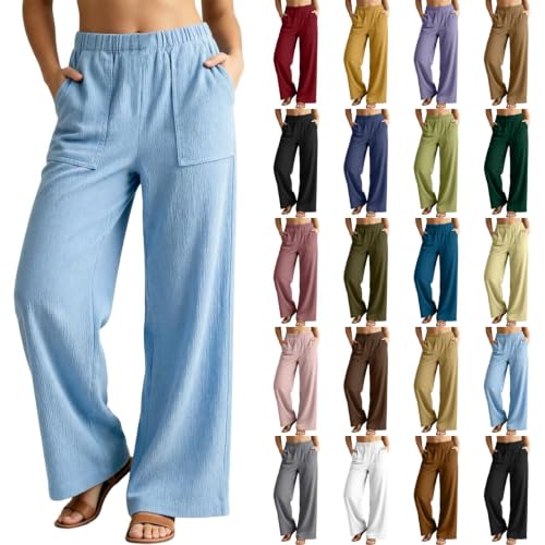 Corduroy Pants Women Elastic High Waisted Vintage Casual Pants with Pockets