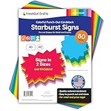 FreshCut Crafts 80 pcs Starburst Signs Multicolor Blank Tags in 2 Sizes for Retail Sales, US Made Card Stock Punch Out Signs for Garage Sale Yard Sale Bulletin Board Decoration