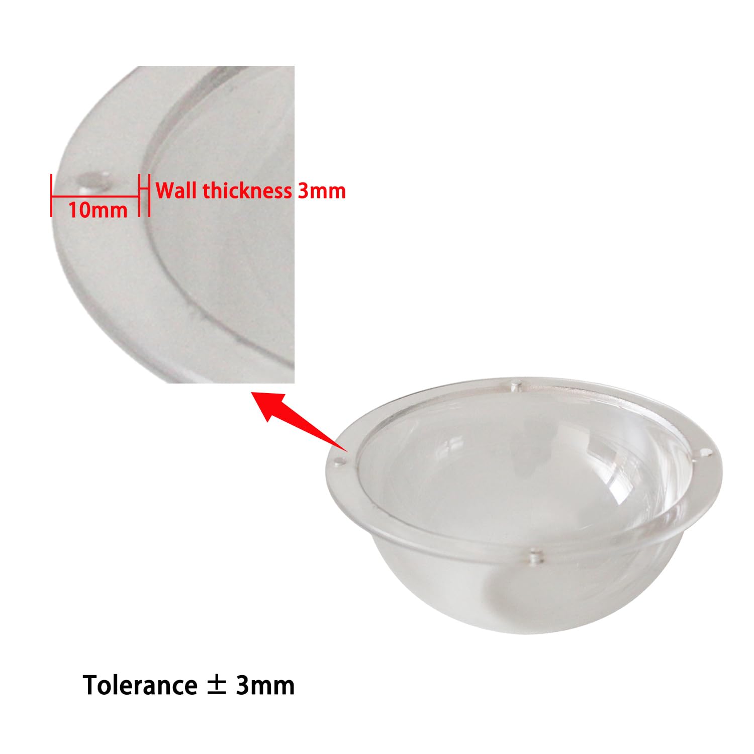 Dôme hémisphérique pour caméra de Surveillance dôme Acrylique Couvercle en extérieure Couvercle de Surveillance hublot de caméra Demi sphérique Protection étanche (OD50mm H25mm)