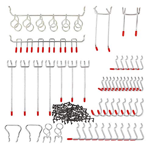 Pegboard Hooks Assortment, HomeCito 52 Pack Pegboard Storage Hooks System Peg Board Tool Hanger Set, Garage Kitchen Workshop Organizer Utility Hooks for 1/8