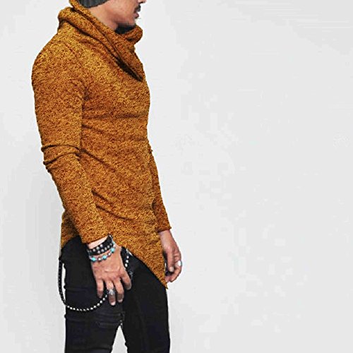 Jxeww Mens Fashion Shirt Hip Hop Asymmetric Hem Long Sleeve Turtleneck Long Sleeve Sweatshirt Yellowlp Xl #TOP5