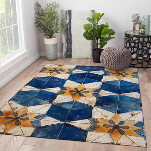 Moquette géométrique rétro pour entrée et cuisine tapis patchwork 80x120
