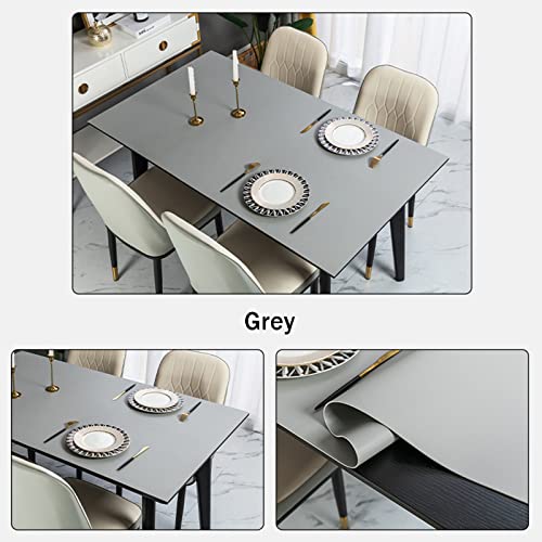 Set de table rectangulaire similicuir imperméable grand format gris résistant aux taches