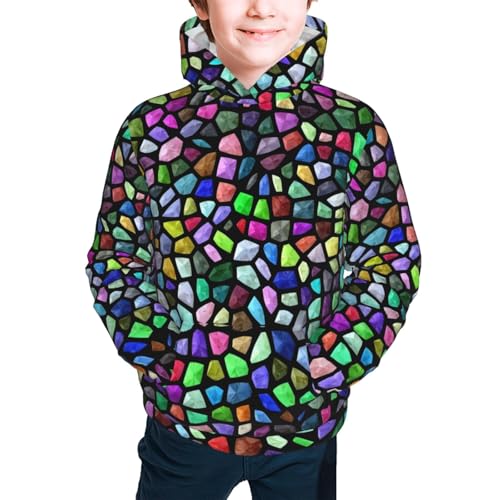 Colorful Mosaic Stones Kid Hoodies Boys Sweatshirts Girls Pullover with Pocket3