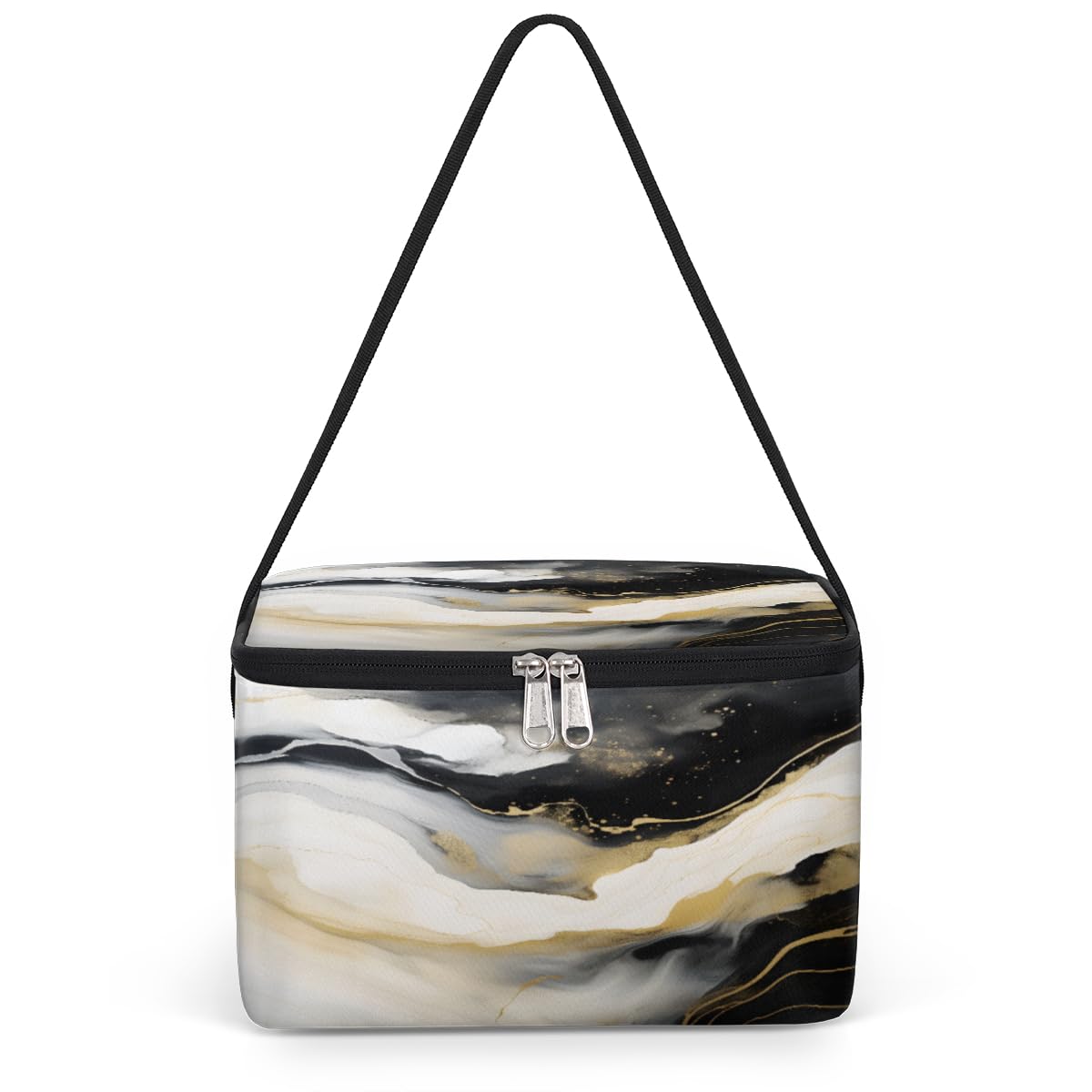 GzLeyigou Liquid Marbling Lunch Bags for Women Men 9 Cans, Hot & Cold Food Delivery Bag Insulated Grocery Bag Insulated Lunch Box Art Painting Cooler Bag for Office Work Picnic Beach