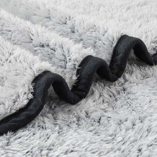 Image of EMME Soft Sherpa Fleece Blanket Reversible Plush Fluffy Large Blanket, Light Weight Warm Decorative Boho Blanket Cover for Sofa, Couch, Bedroom,Travel(Black,50 inchx60 inch)