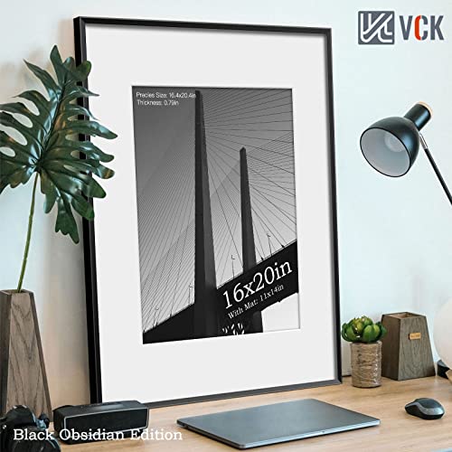Image of VCK Black 16x20 Picture Frame Metal for Wall, 3 Pack Aluminum Poster Frame with Real Glass, with Mat for 11x14 Photo or 16x20 without Mat, Great for Wall Arts, Prints
