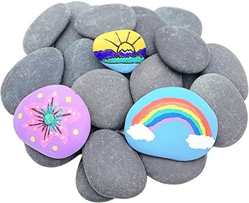 Ruiuzioong Pintura de rocas y piedras, guijarros para artes y manualidades, piedras grandes suaves para pintar, piedra natural de río de 6 a 8 cm (8 piezas) Cover