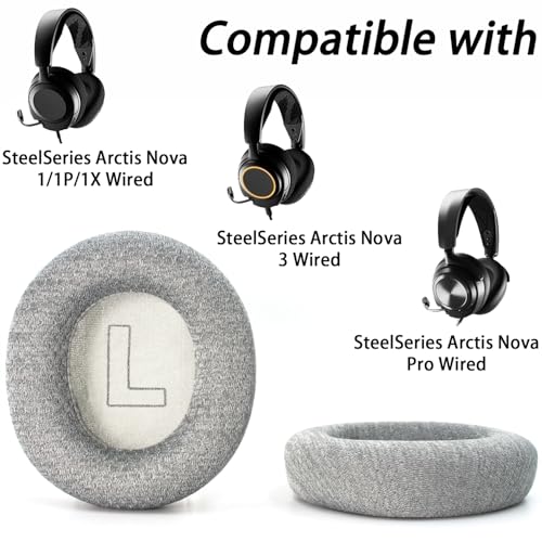 Mesh Replacement Ear Pads para SteelSeries Arctis Nova Pro Wired - Gris | Para auriculares Nova1/1X/1P /3/4/4X/4P/5/5X/5P/7/7X/7P, reemplazo de cojines de oído con espuma de reducción de ruido de alta densidad miniatura 2
