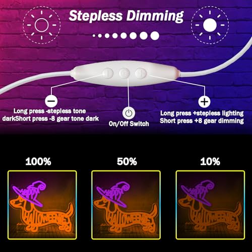 Image of Happy Halloween Neon Sign Halloween Neon Sign for Wall Decor Dimmable Dog Neon Light for Halloween Door Porch Room Party Wall Decor