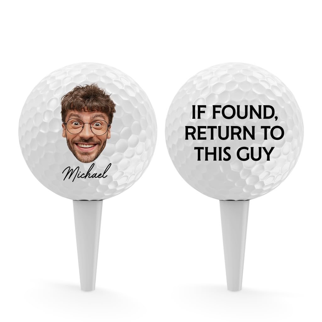 Personal Chic Double-Sided Personalised Golf Ball - If Found Return To This Guy - Custom Golf Balls, Fun GolfBalls, Golf Balls Novelty, dad golf balls, fathers day golf gifts, golf daddy (Model #1)
