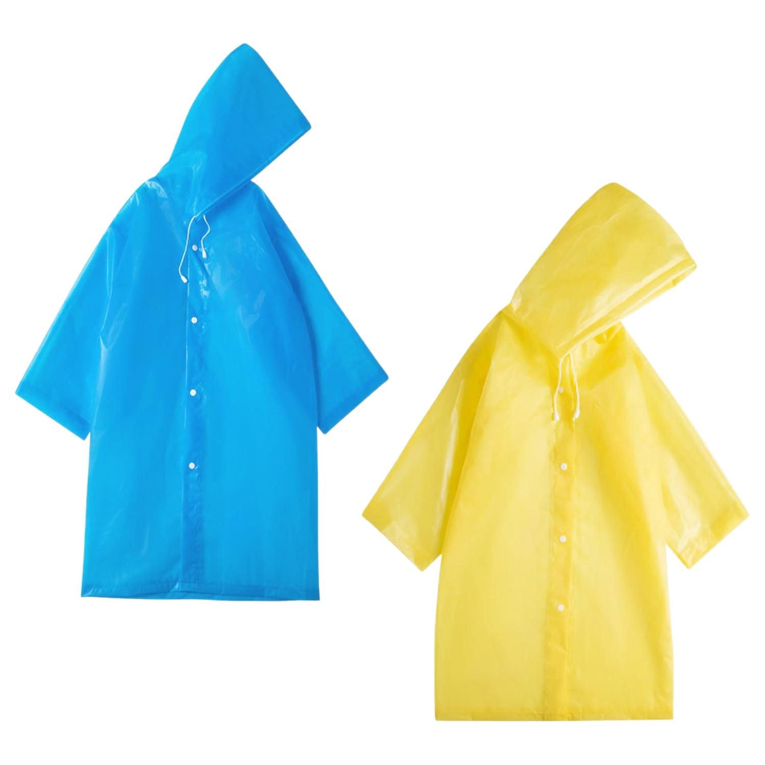 2 chubasquero impermeable, reutilizable para niños y niñas, poncho EVA transpirable (azul, amarillo), azul/amarillo, 60-68