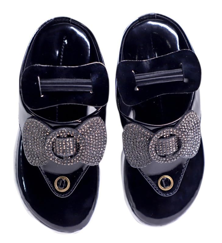 Image of fancy sandal for Cute Baby girl's 3 to 8 year with white, pink,black in beautiful colour with Angle look fashion butterfly and flower design sandal