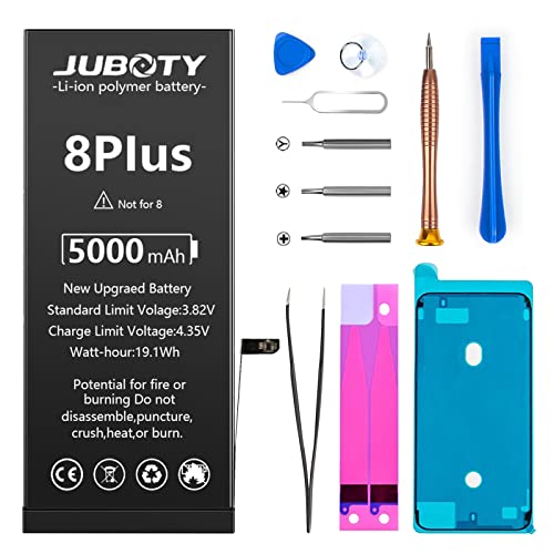 JUBOTY 2025 New Upgraded Battery for iPhone 8Plus, 5000mAh Lithium Polymer High Capacity Battery Replacement for iPhone 8Plus Model A1864 A1897 A1898 with Professional Repair Tools
