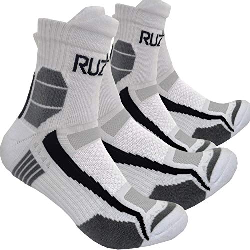 RUZER 2 x (4 piezas) pares de deportes gimnasio correr ciclismo fútbol calcetines protección Coolmax ventilación anti sudor anti ampolla acolchado anti sudor