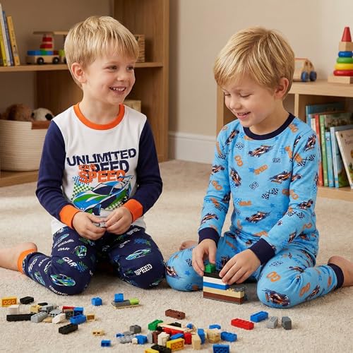 Image of DAUGHTER QUEEN Boys Pajamas 4 Pieces Long Set 100% Cotton Sleepwear Size 18 Months-12 Years