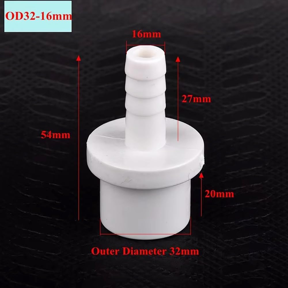 Conector Pagoda de PVC (20 Unidades), Color Blanco, Adaptador for Manguera de riego de jardín de 20/25/32 mm.(20pcsx32mmx16mm)
