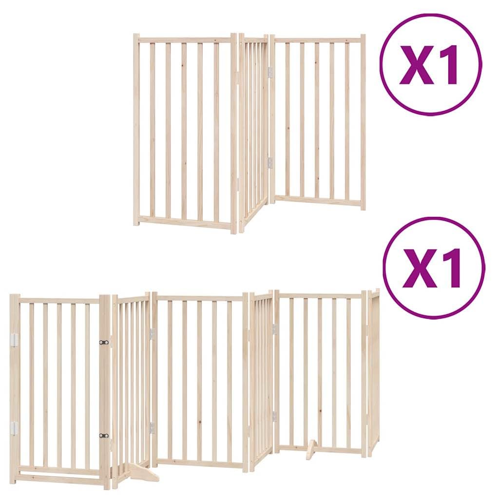 Homgoday Barrera para Perros,Barrera de Seguridad para Perros Mascotas,Vallas para Perros Puerta para Perros Plegable 9 Paneles Madera de álamo 450 cm
