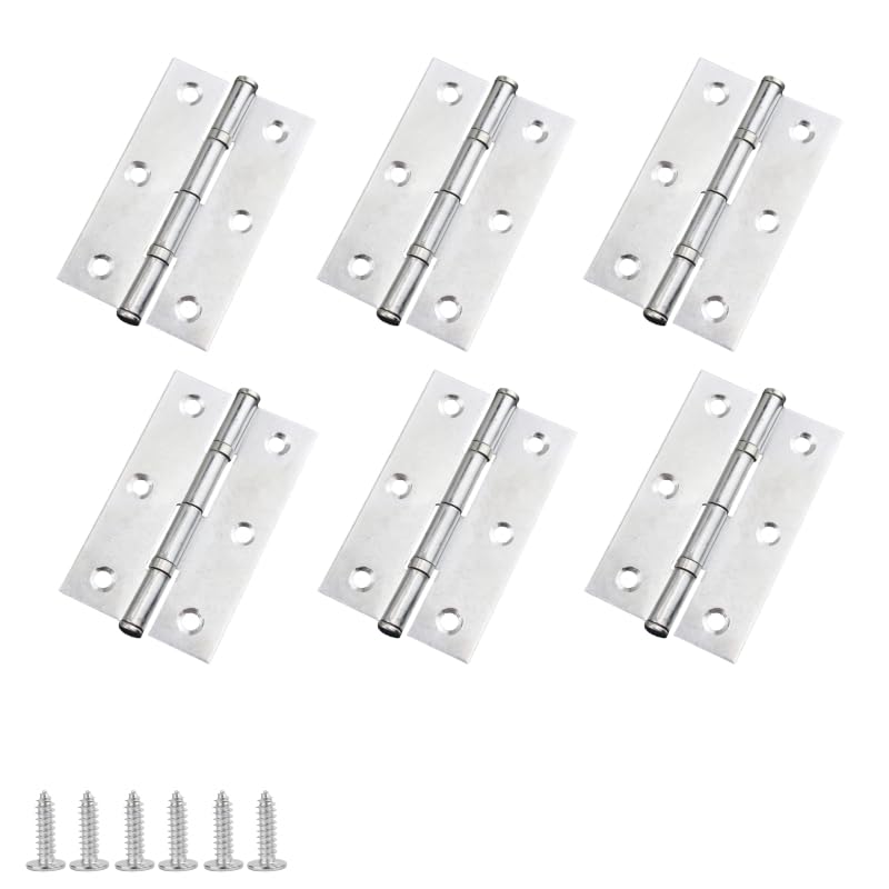 Fiozroor 6PCS 2.5in 304 Stainless Steel Cabinet Hinges with Screws