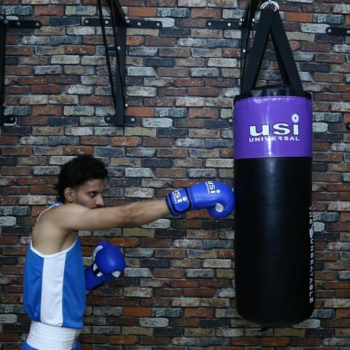 Image of USI Universal 626N Crusher Nylon Filled Punching Bag /Heavy Boxing Bag for Boxing Martial Arts Kickboxing Training, Nylon Material, Long Hanging Straps Punch Bag, Dia 33cm (3 Feet (90cm))