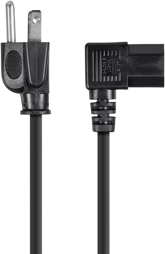 Monoprice 10ft 14AWG Right Angle Power Cord Cable w/ 3 Conductor PC Power Connector Socket (C13/5-15P) - Black