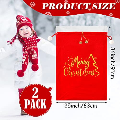 2-Pieces-27-x-36-Inch-Giant-Christmas-Santa-Sack-Oversize-Red-Velvet-Burlap-Santa-Bags-with-Cord-Drawstring-Jumbo-Gift-Bag-Gift-Wrap-Trash-Bags-for-Christmas-Party-Holiday-Supplies-Classic-Style