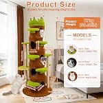 185 cm Tall Cat Tree Tower: Tour de chat en forme d'arbre avec plusieurs plates-formes et condos, postes de scratching sisal, grand arbre de chat pour les chats intérieurs et les ménages multi-chats